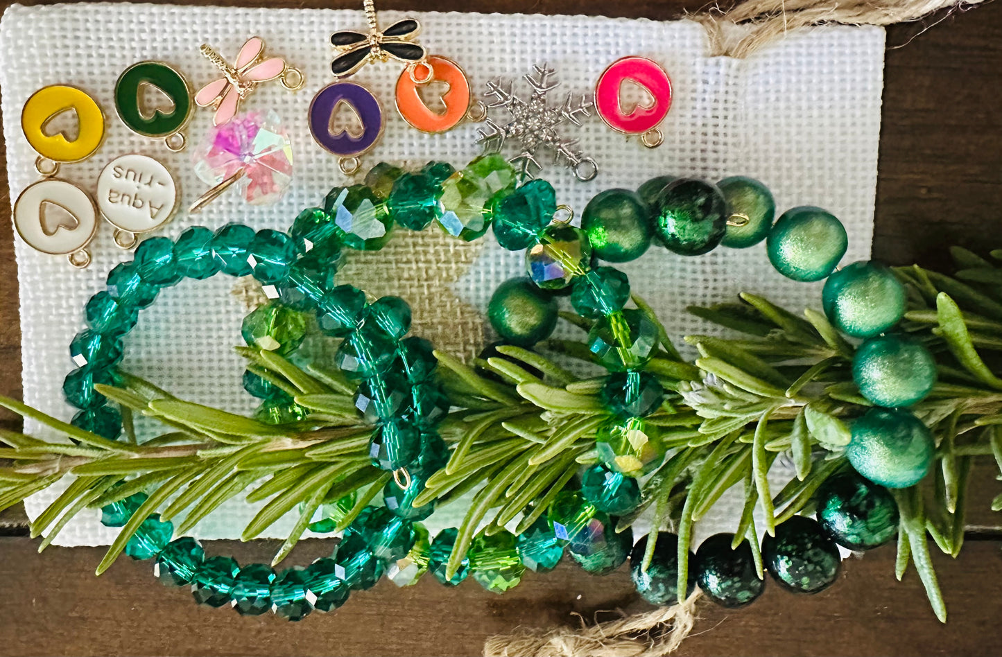 Green stackable bracelets