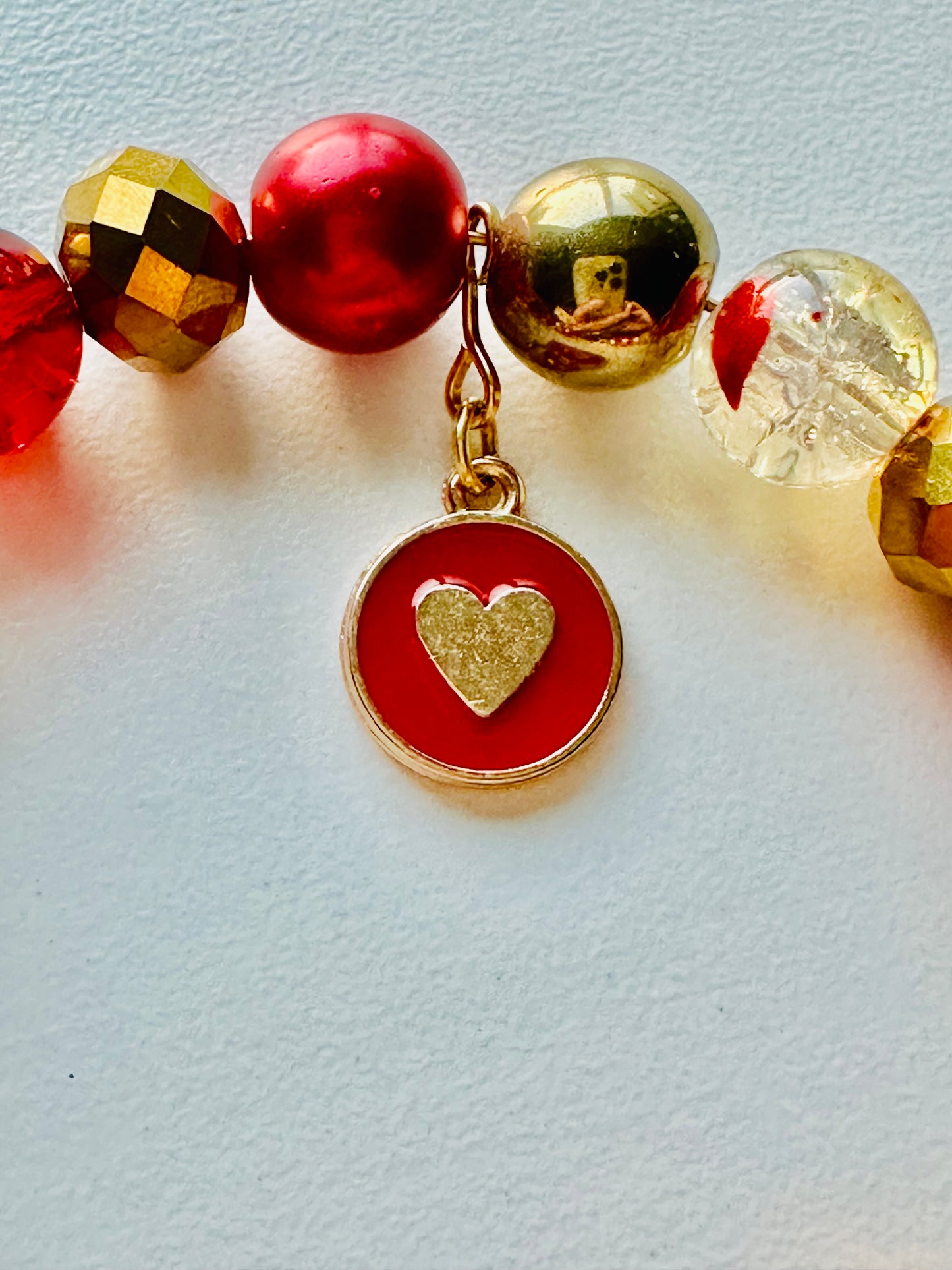 Red, Gold and Clear Yellow Bracelet.