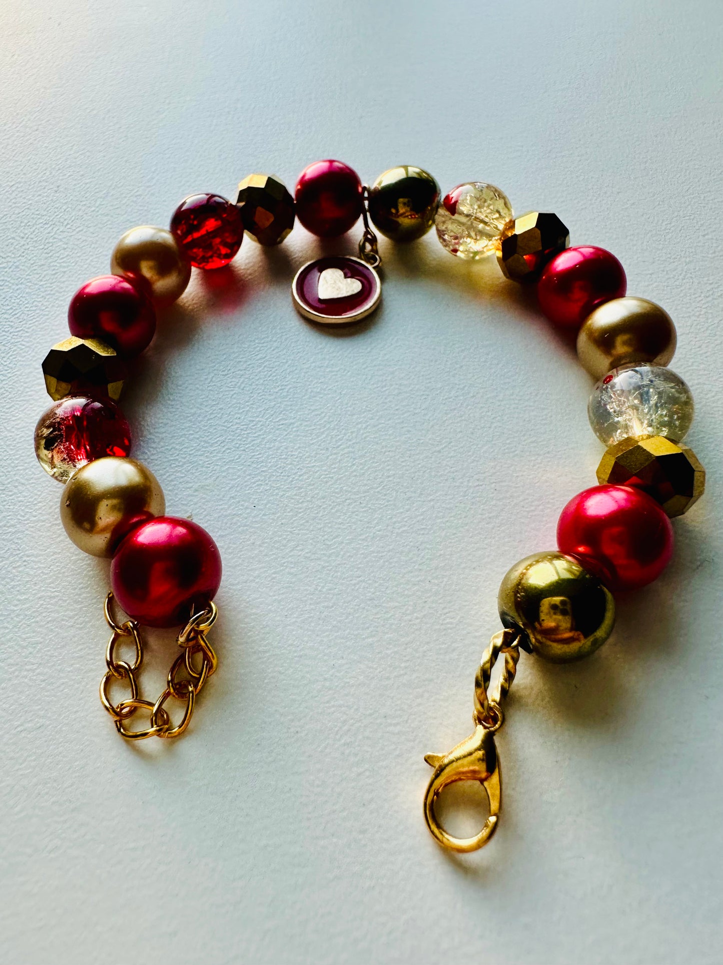 Red, Gold and Clear Yellow Bracelet.