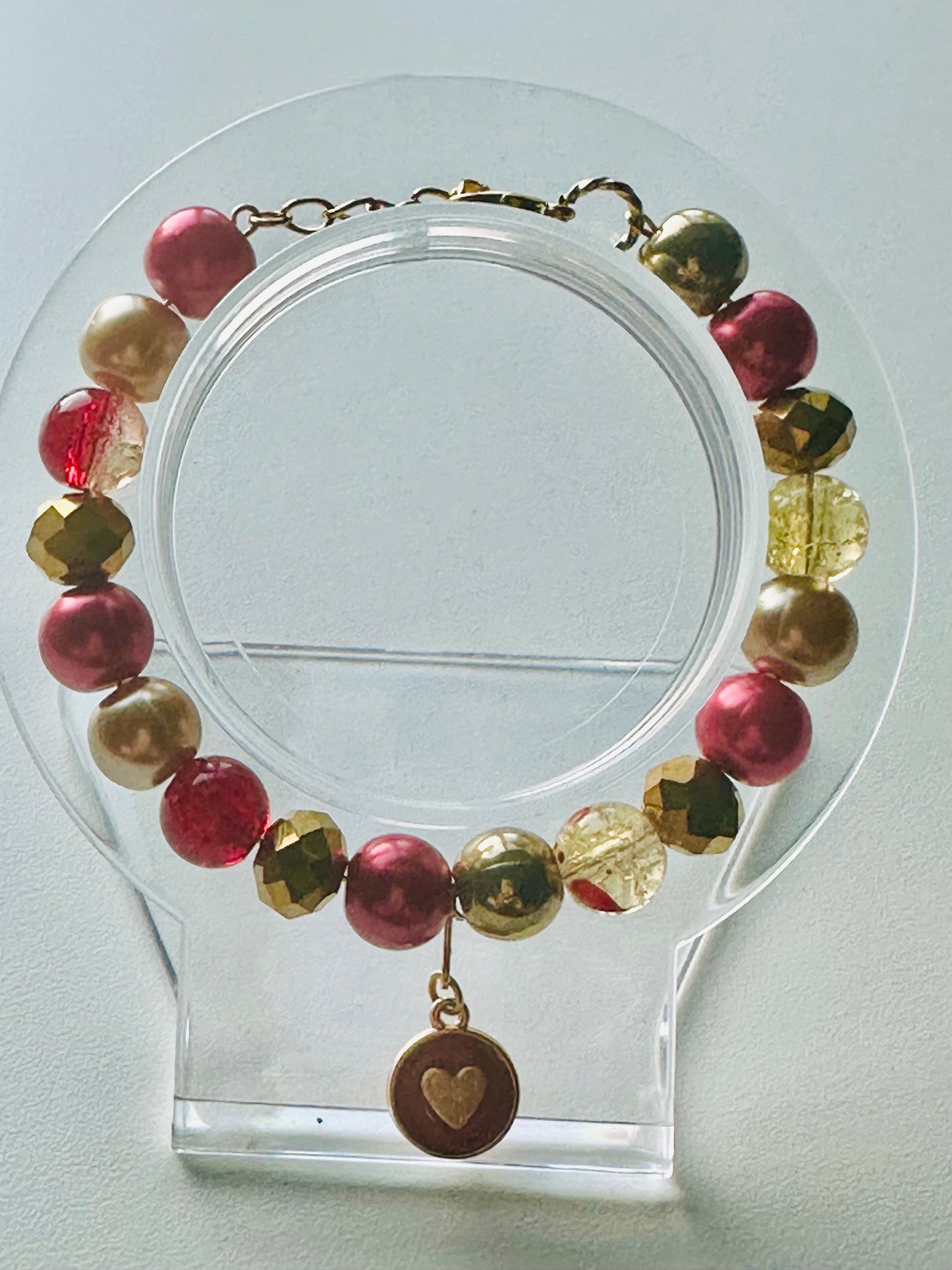 Red, Gold and Clear Yellow Bracelet.