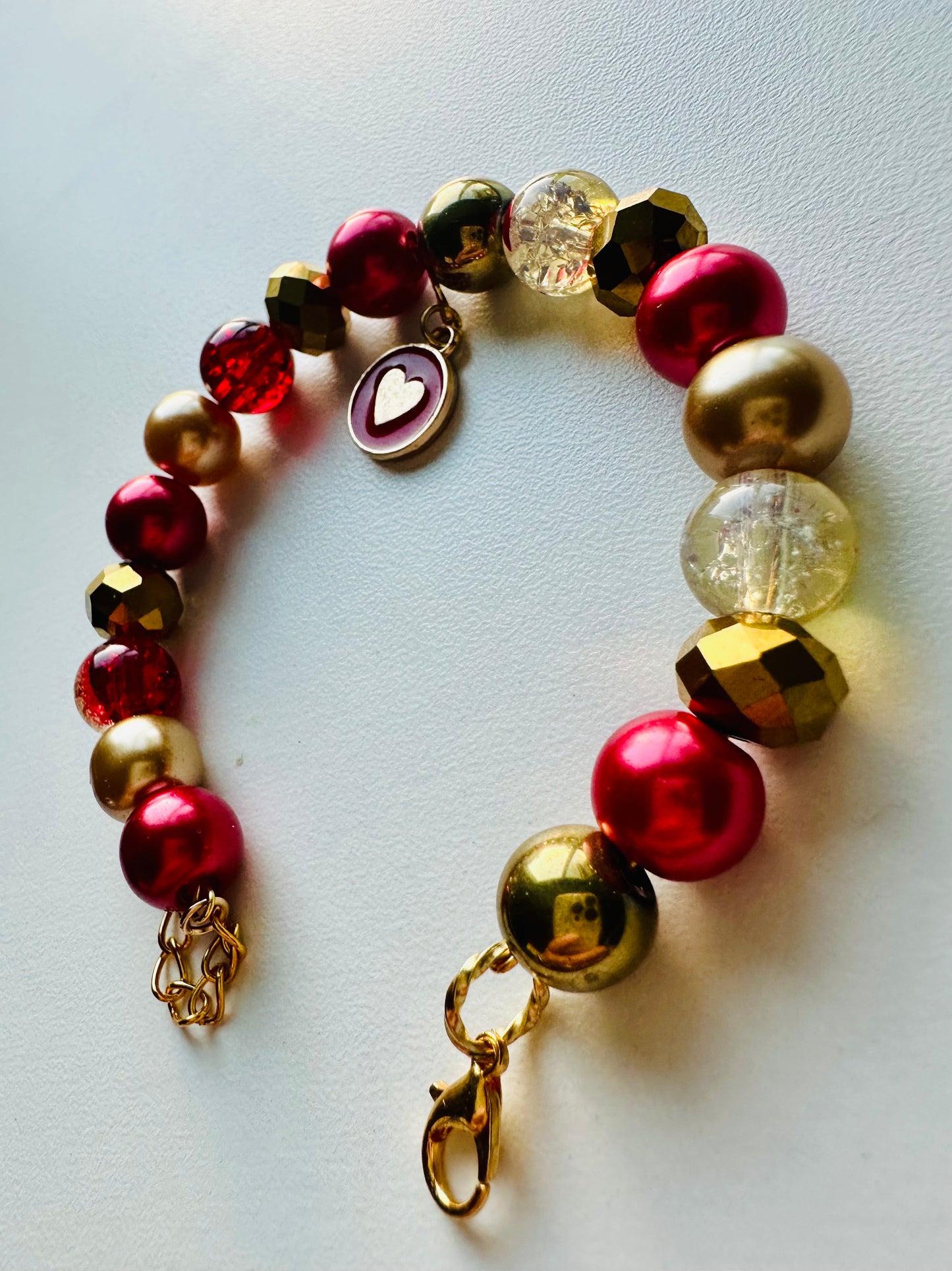 Red, Gold and Clear Yellow Bracelet.