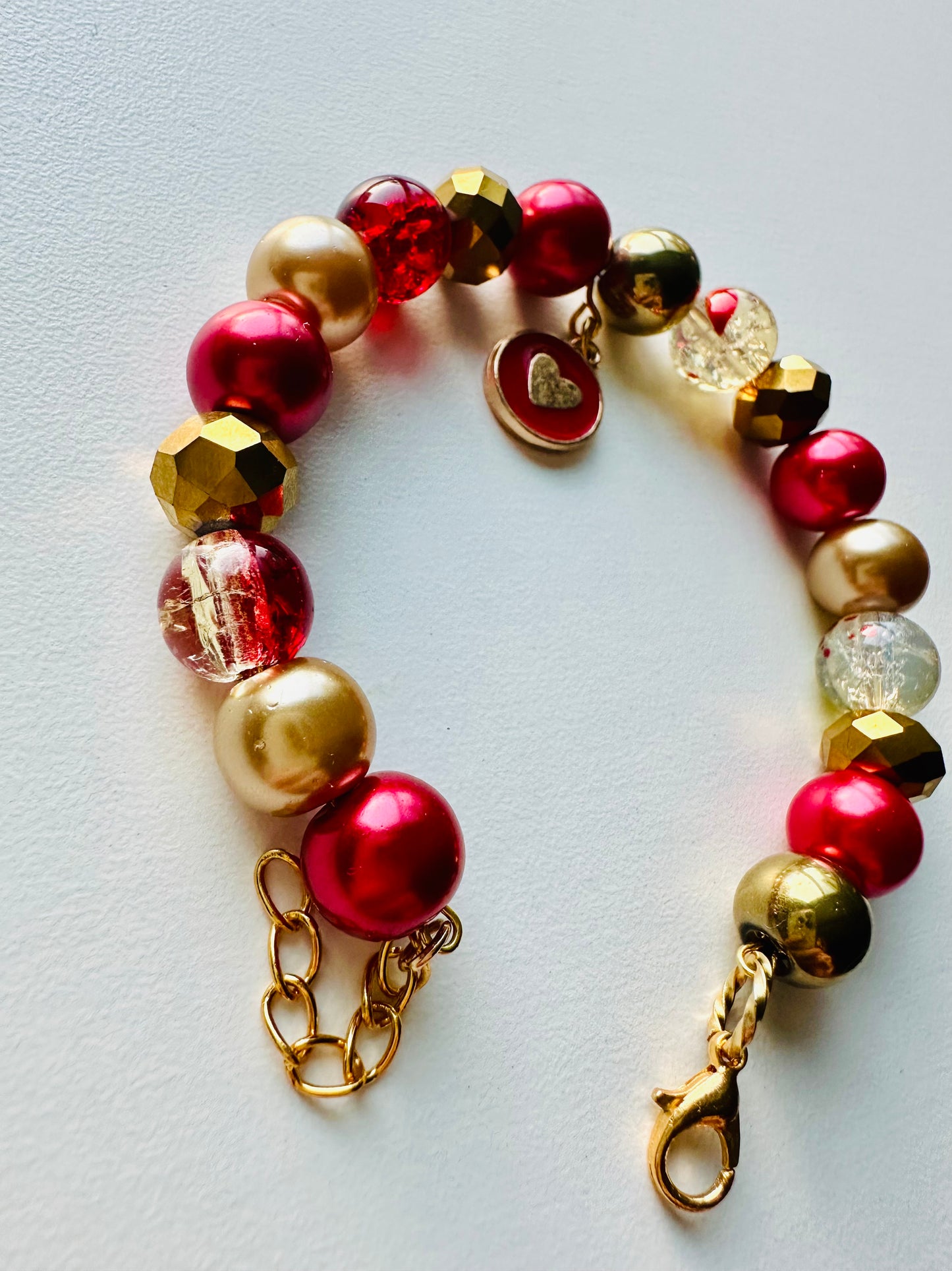 Red, Gold and Clear Yellow Bracelet.